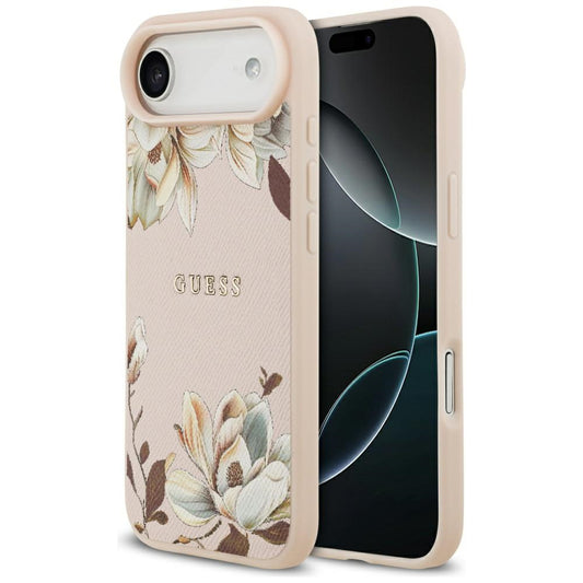 MagSafe Case for Apple iPhone 17 Air, Guess, Grained Flowers, Pink