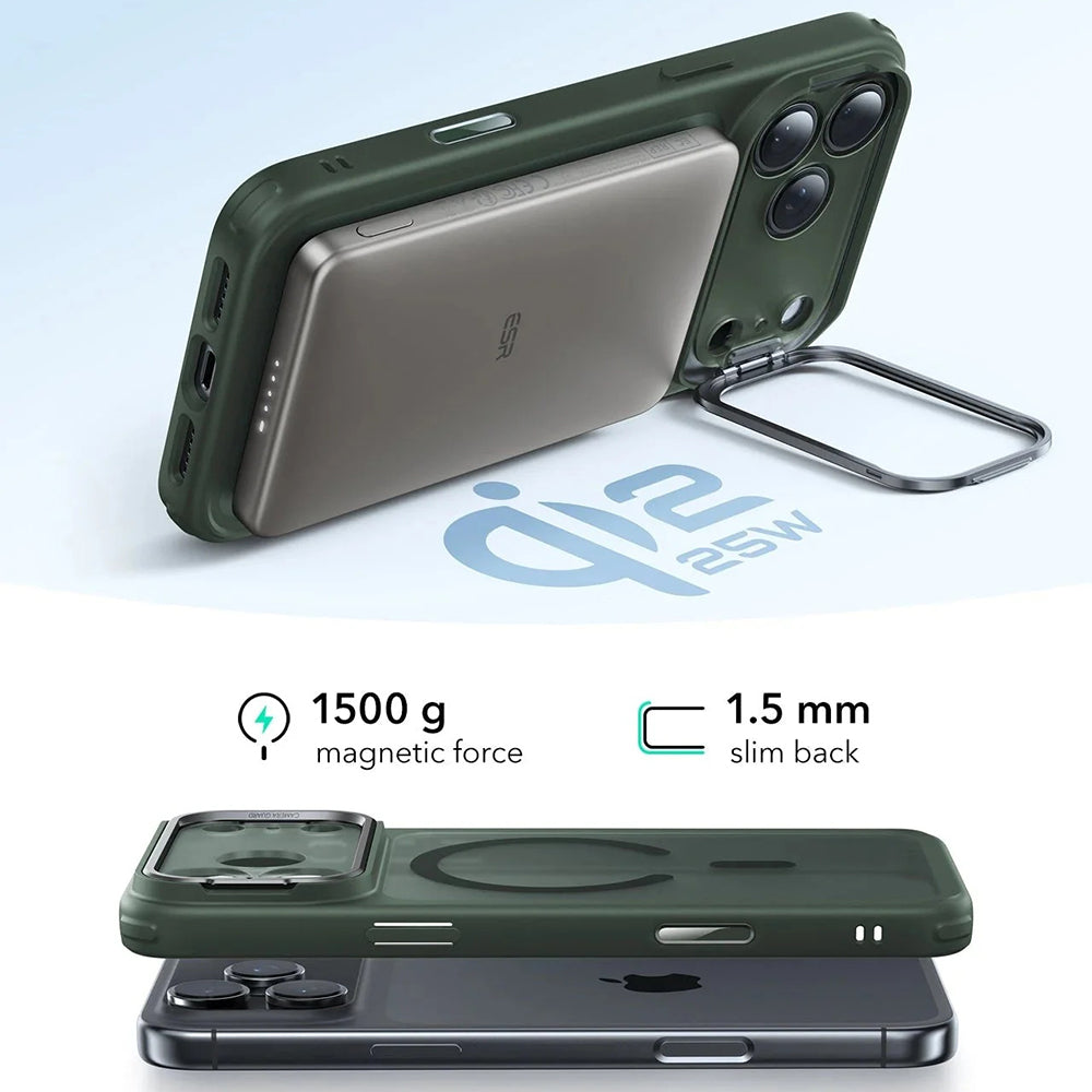 MagSafe Case for Apple iPhone 17, ESR, Classic Hybrid Kickstand, Satin Green