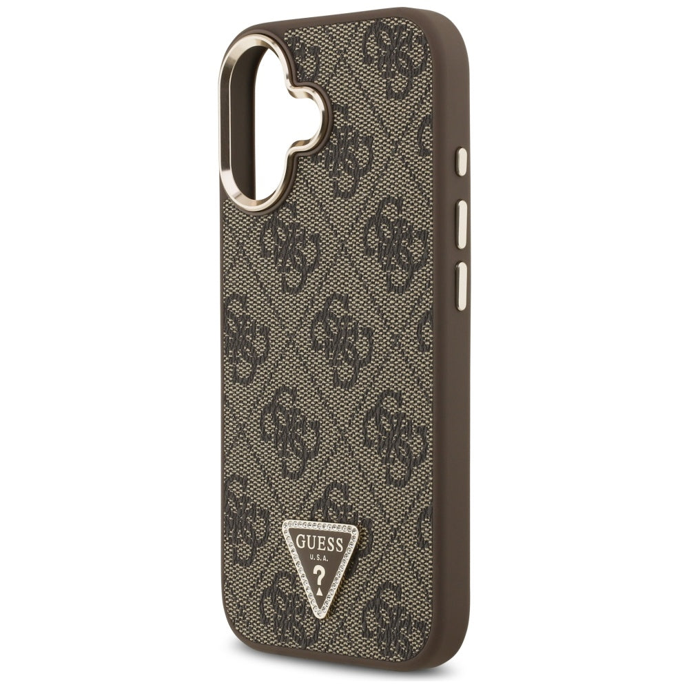 MagSafe Case for Apple iPhone 17, Guess, 4G Triangle Logo, Golden Brown