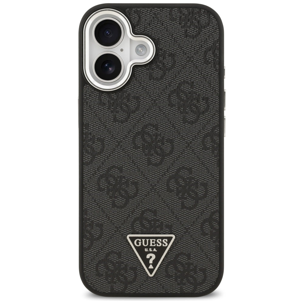MagSafe Case for Apple iPhone 17, Guess, 4G Triangle Logo, Black Silver