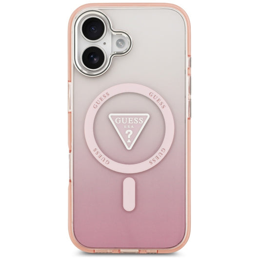 MagSafe Case for Apple iPhone 17, Guess, IML Gradient Triangle Logo, Pink