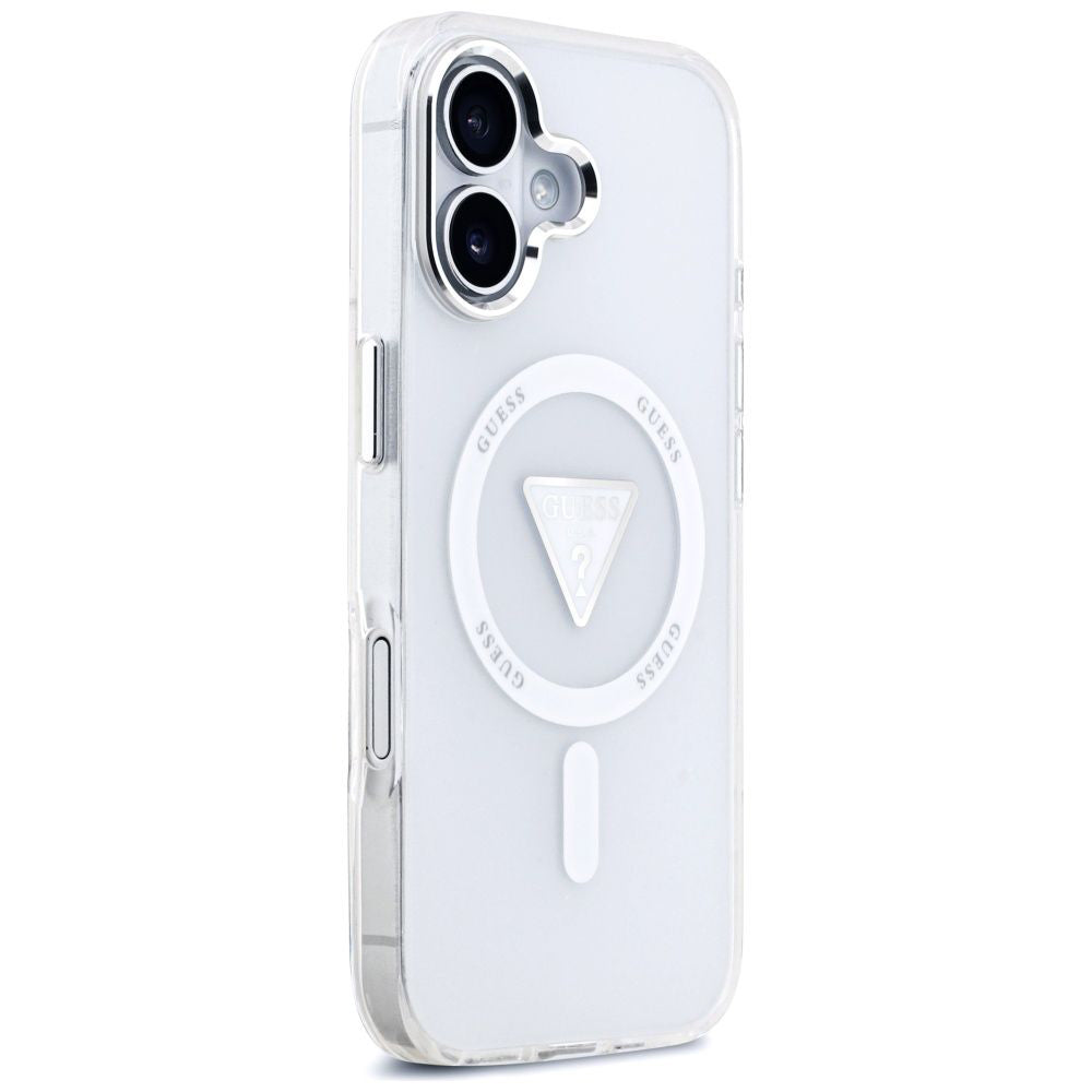 MagSafe Case for Apple iPhone 17, Guess, IML Gradient Triangle Logo, Transparent
