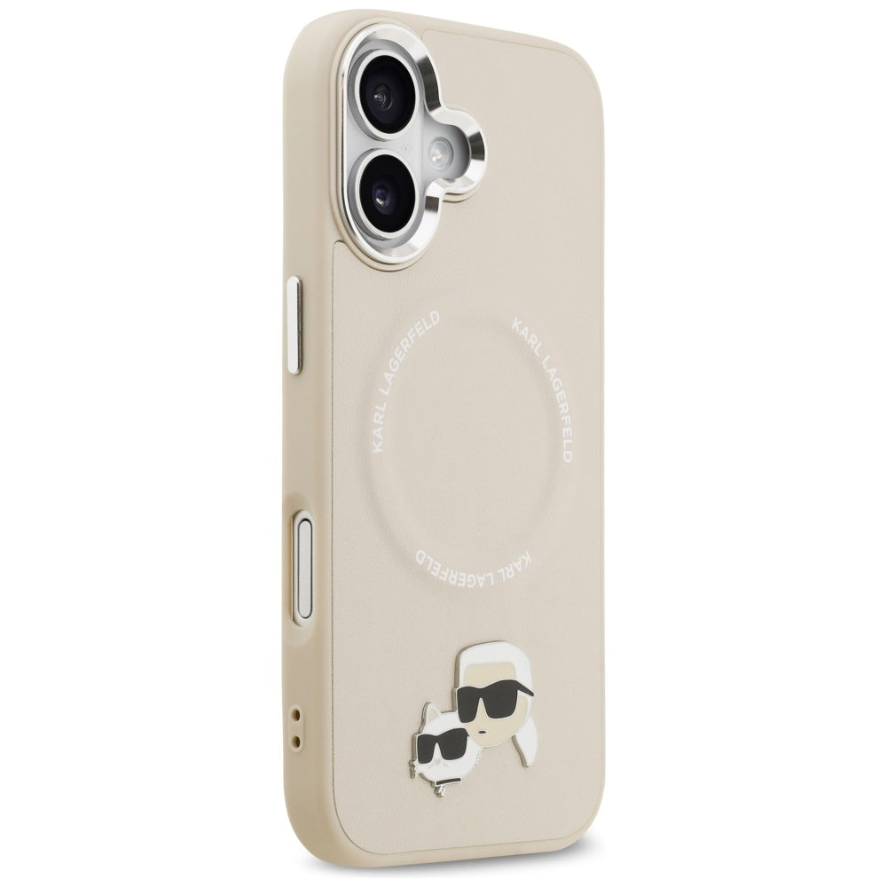 MagSafe Case for Apple iPhone 17, Karl Lagerfeld, Karl & Choupette Pins, Beige