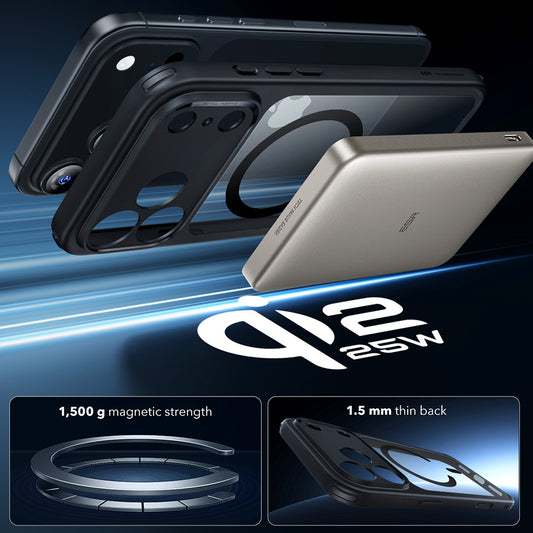 MagSafe Case for Apple iPhone 17 Pro, ESR, Classic Hybrid, Black Transparent