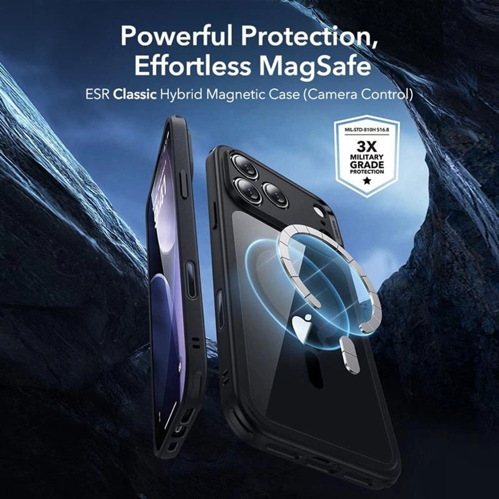 MagSafe Case for Apple iPhone 17 Pro, ESR, Classic Hybrid with Screen Protector, Transparent Black