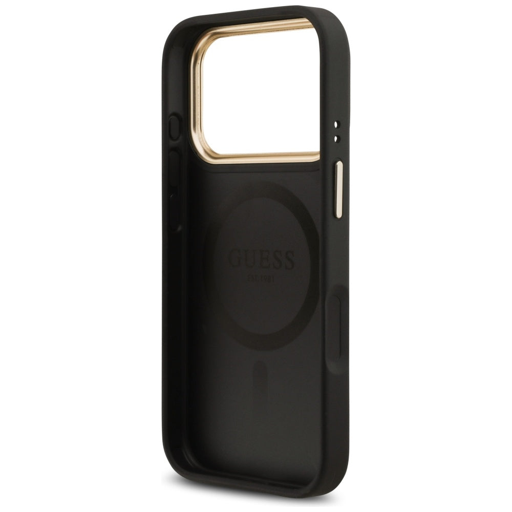MagSafe Case for Apple iPhone 17 Pro, Guess, Grained Strass Logo, Black
