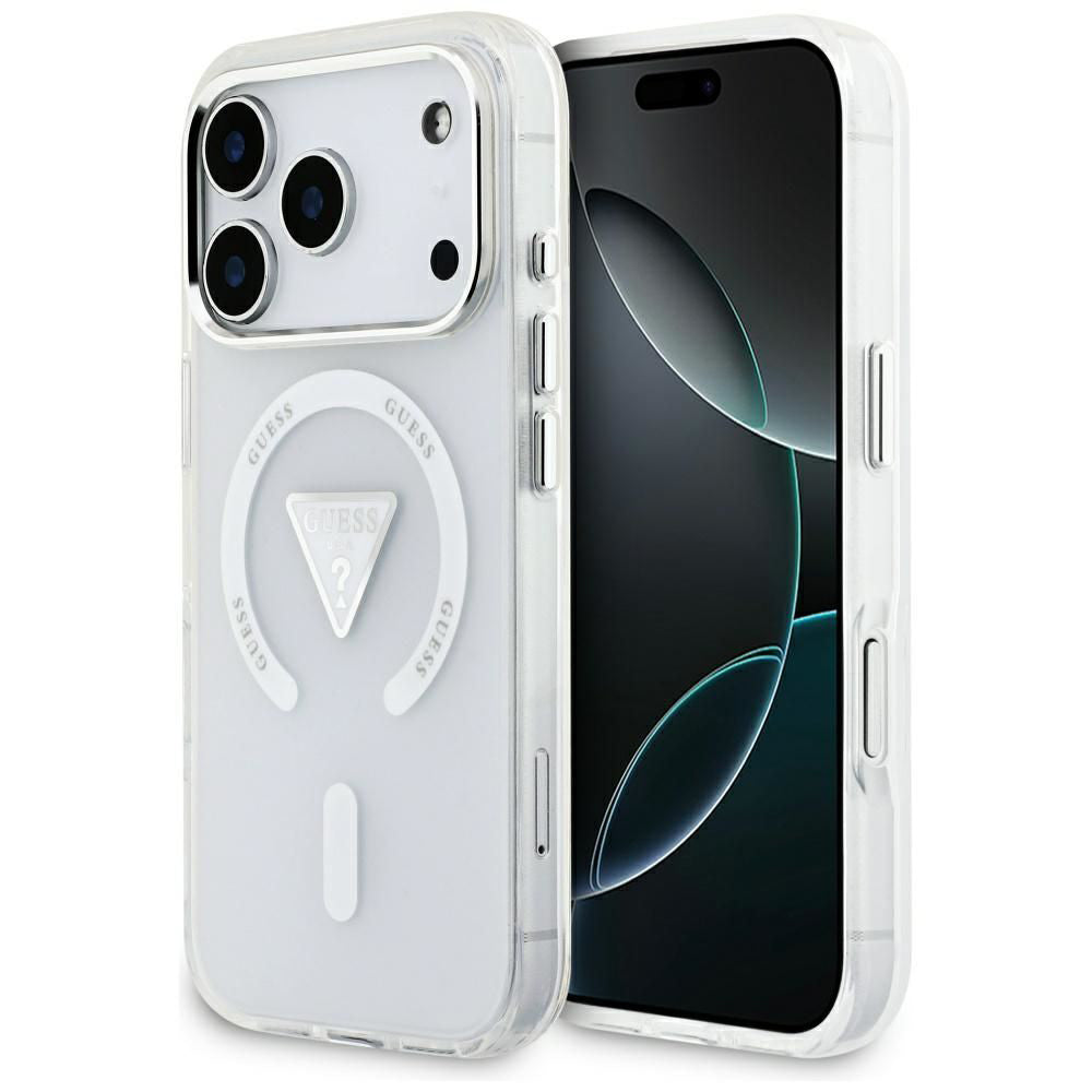 MagSafe Case for Apple iPhone 17 Pro, Guess, IML Gradient Triangle Logo, Transparent