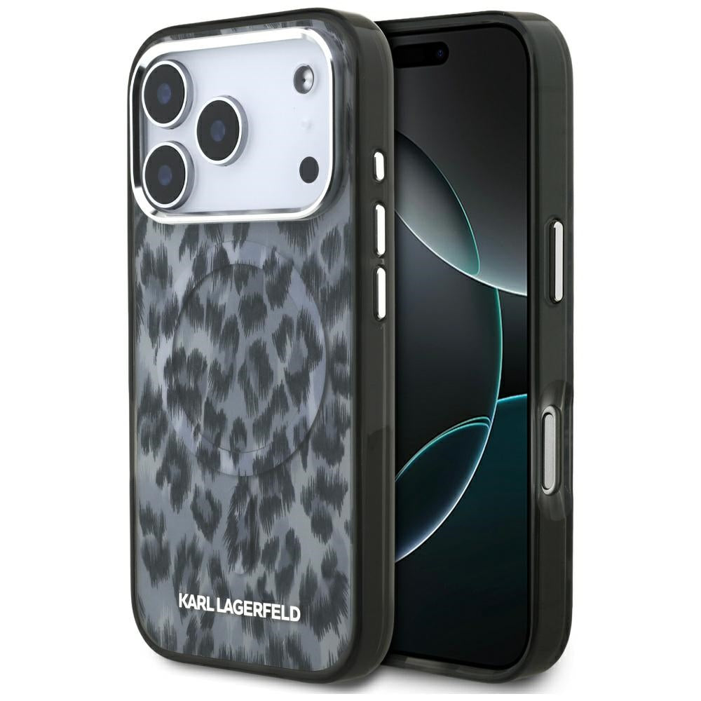 MagSafe Case for Apple iPhone 17 Pro, Karl Lagerfeld, IML Leopard Pattern, Black