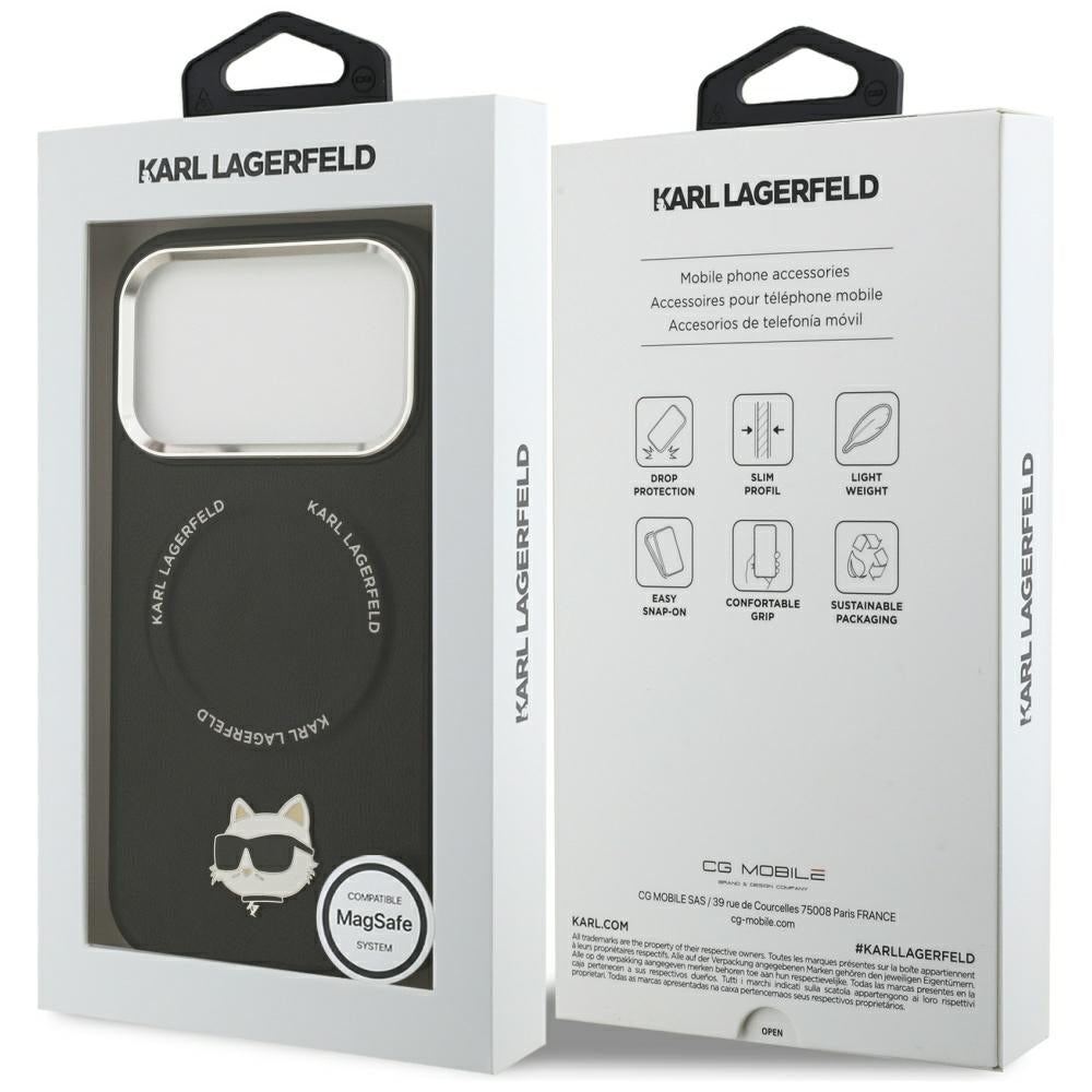 MagSafe Case for Apple iPhone 17 Pro Max, Karl Lagerfeld, Choupette Pin, Black