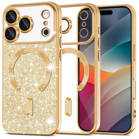 MagSafe Case for Apple iPhone 17 Pro, Techsuit, Luxury Glitter, Gold