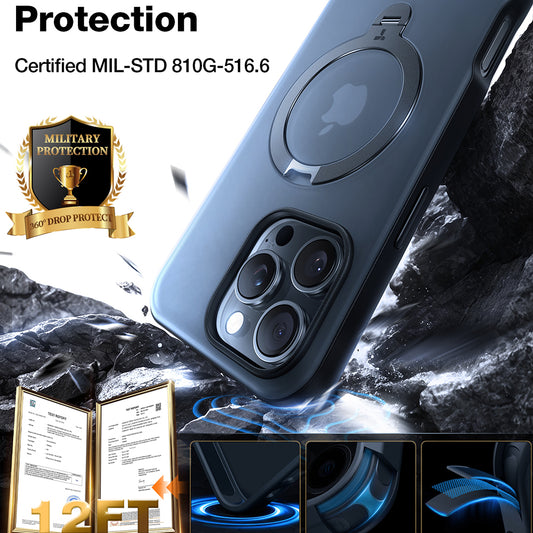 MagSafe Case for Apple iPhone 17 Pro, Torras, Ostand Spin, Blue