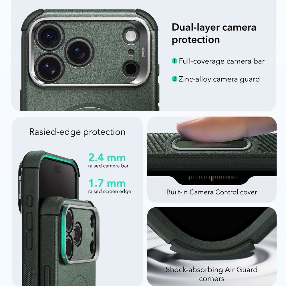 MagSafe Case for Apple iPhone 18 Pro / 17 Pro, ESR, Cyber Armor Kickstand, Green