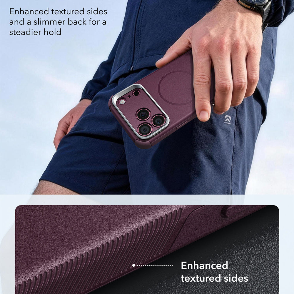 MagSafe Case for Apple iPhone 18 Pro / 17 Pro, ESR, Cyber Armor Kickstand, Dark Satin Burgundy