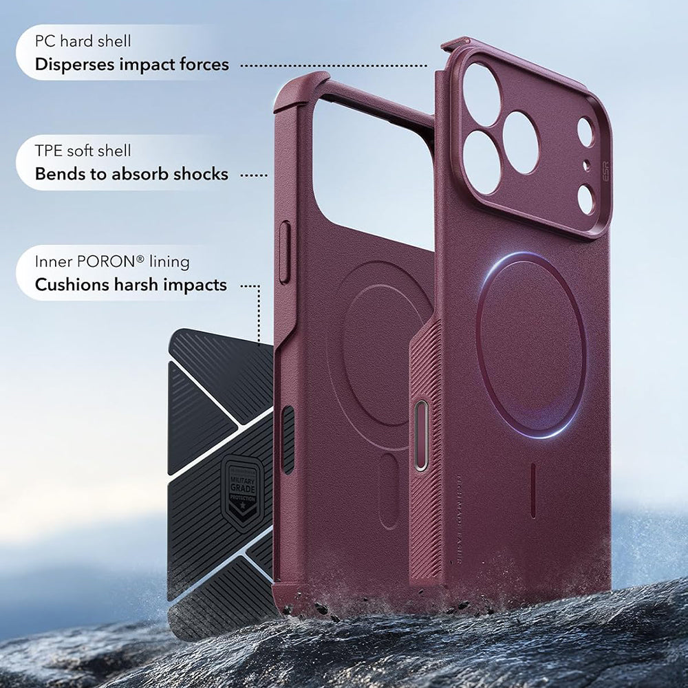 MagSafe Case for Apple iPhone 18 Pro / 17 Pro, ESR, Cyber, Satin Dark Burgundy