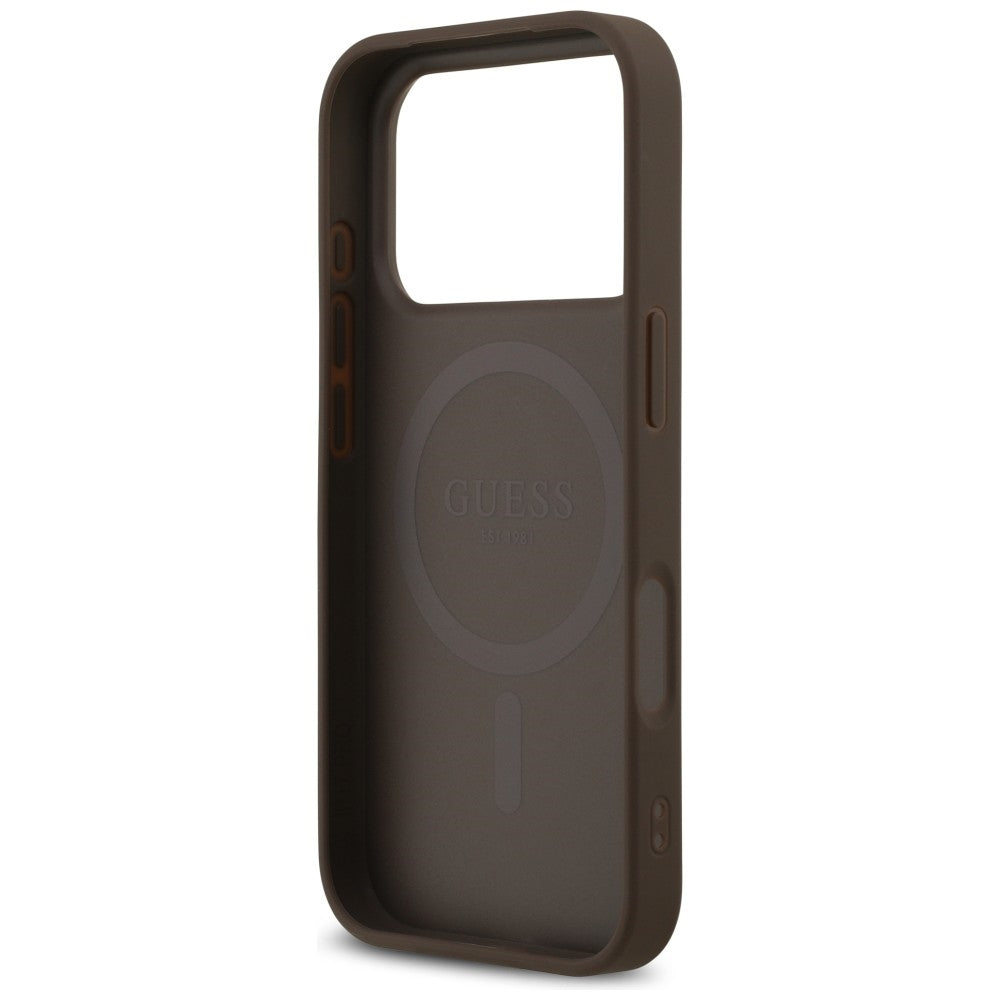 MagSafe Case for Apple iPhone 18 Pro / 17 Pro, Guess, 4G Triangle Strass, Brown