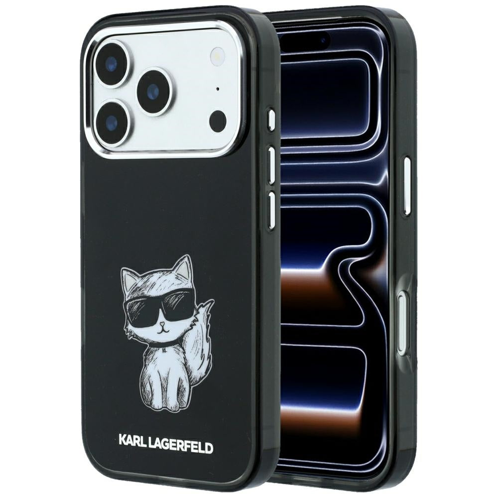 MagSafe Case for Apple iPhone 18 Pro / 17 Pro, Karl Lagerfeld, IML Choupette Body Sketch Print, Black