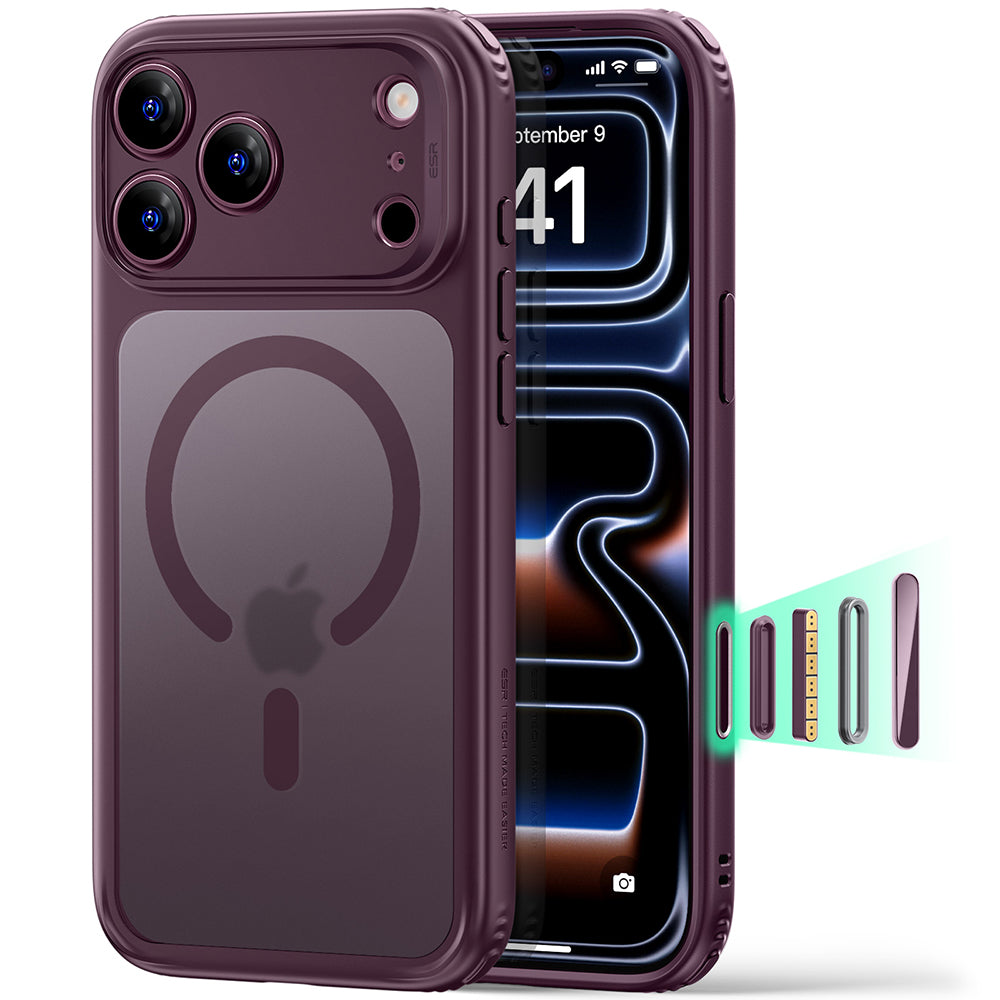 MagSafe Case for Apple iPhone 18 Pro Max / 17 Pro Max, ESR, Classic Hybrid, Dark Satin Burgundy