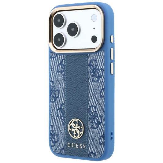 MagSafe Case for Apple iPhone 18 Pro Max / 17 Pro Max, Guess, 4G Stripe Round Classic Logo, Blue