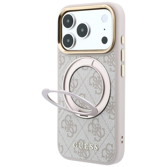 MagSafe Case for Apple iPhone 18 Pro Max / 17 Pro Max, Guess, Ring Stand Classic Logo, Pink