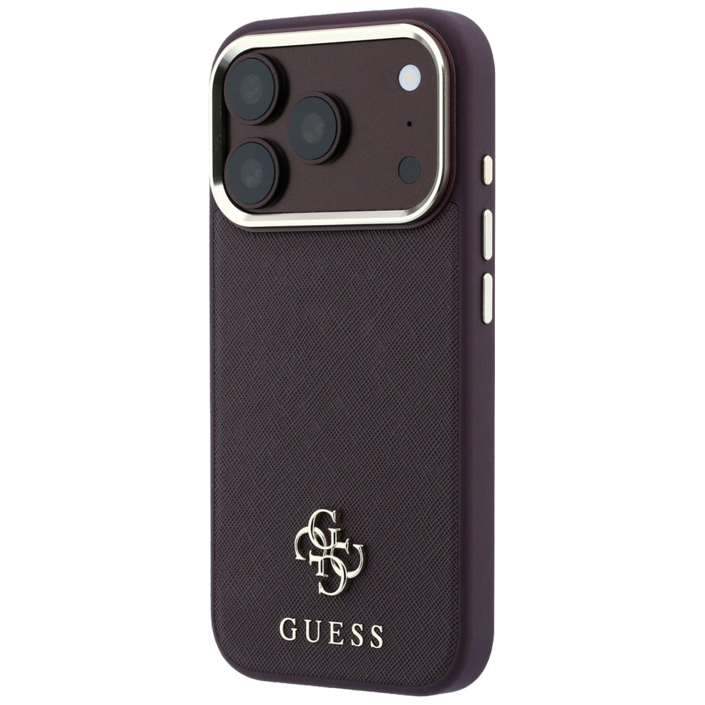 MagSafe Case for Apple iPhone 18 Pro Max / 17 Pro Max, Guess, Saffiano Small 4G Classic, Burgundy