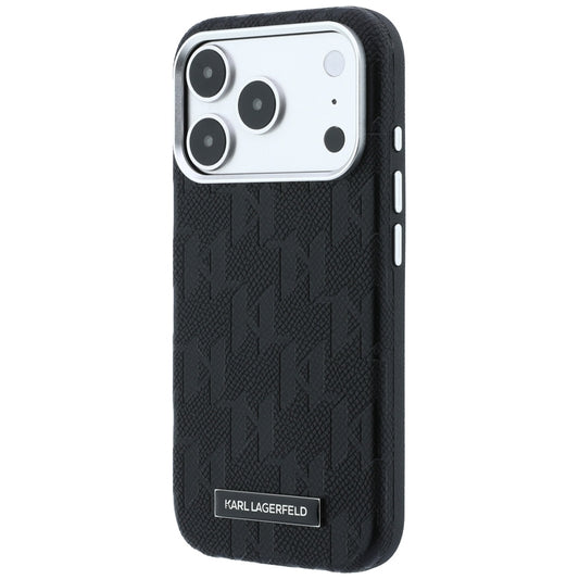 MagSafe Case for Apple iPhone 18 Pro Max / 17 Pro Max, Karl Lagerfeld, Grained Mono Resin Logo, Black