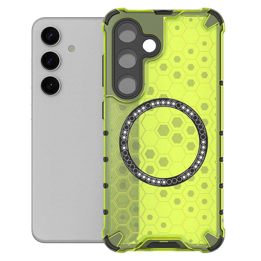 MagSafe Case for Samsung Galaxy S25 S931, Techsuit, HoneyComb Shield, Green