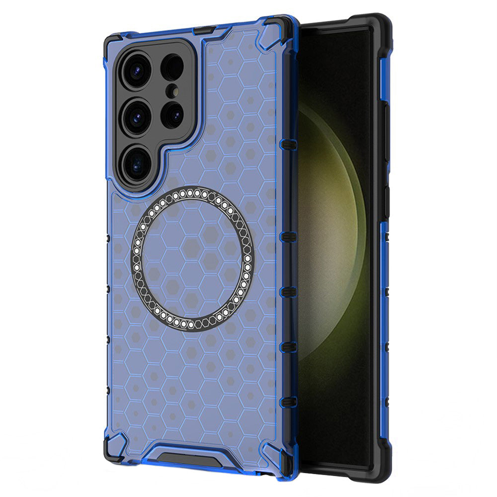 MagSafe Case for Samsung Galaxy S24 Ultra S928, Techsuit, HoneyComb Shield, Blue