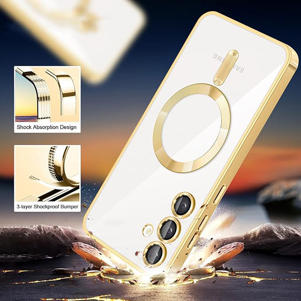 MagSafe Case for Samsung Galaxy A07 4G A075, Techsuit, Luxury Crystal, Black