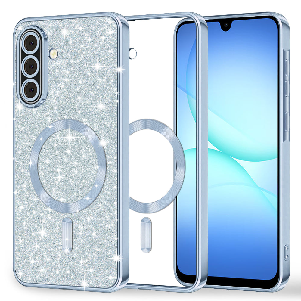 MagSafe Case for Samsung Galaxy A17 4G A175 / A17 5G A176, Techsuit, Luxury Glitter, Blue