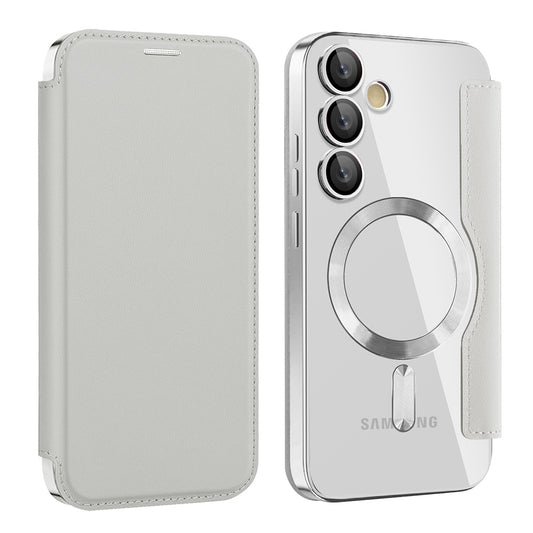 MagSafe Case for Samsung Galaxy S24 FE S721, Techsuit, SmartMag Book, Gray
