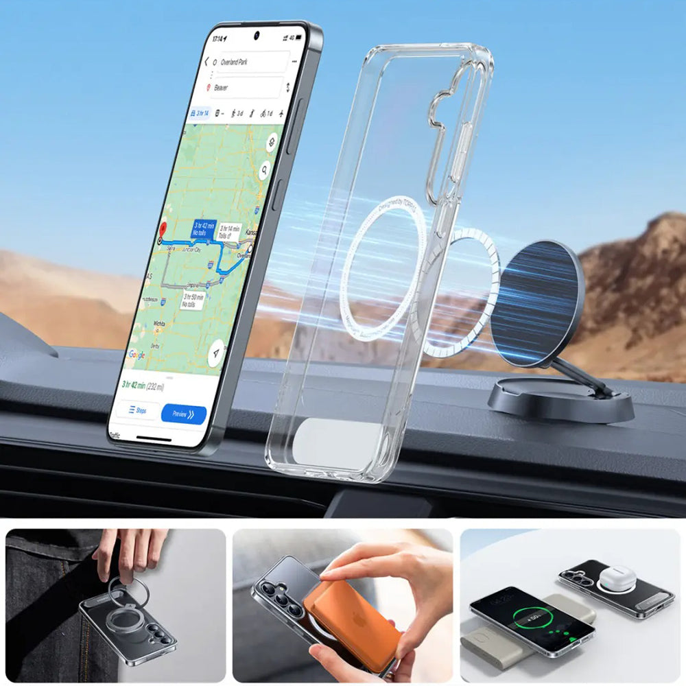 MagSafe Case for Samsung Galaxy S25+ S936, Torras, Pstand, Transparent