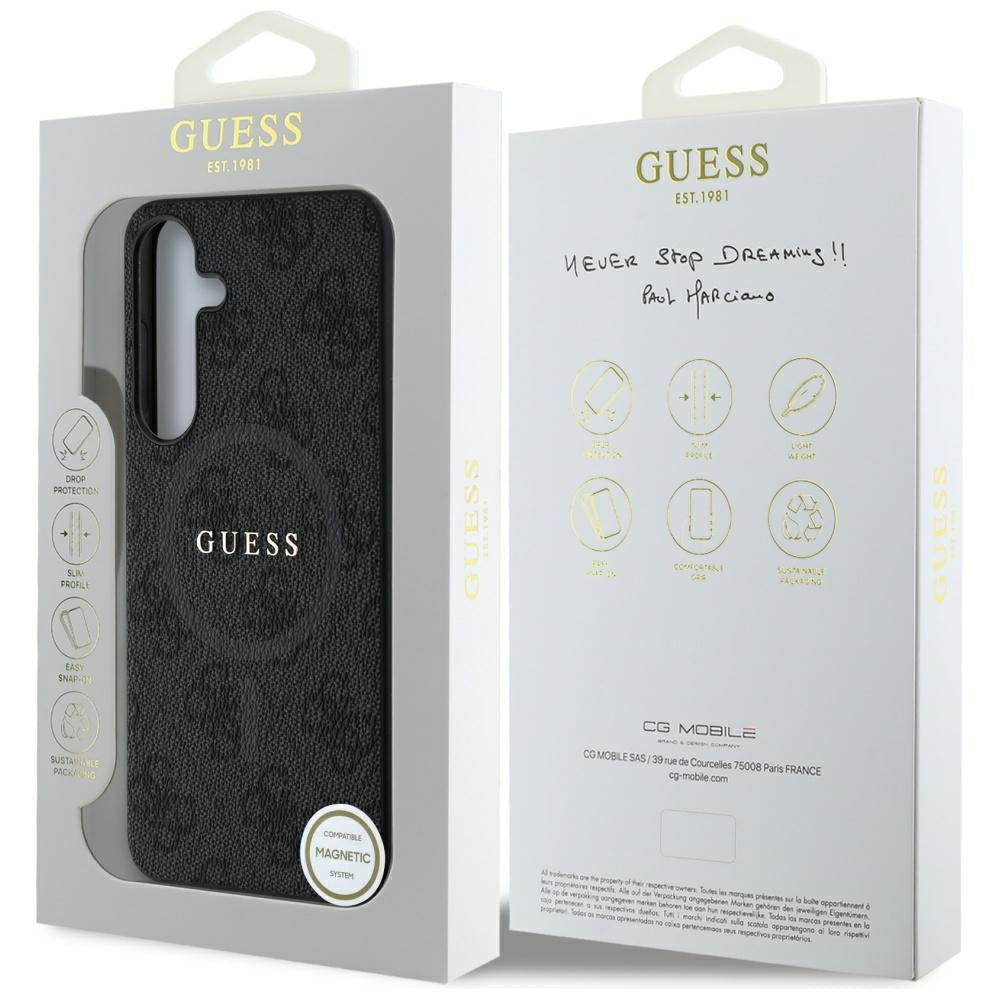 MagSafe Case for Samsung Galaxy S25 S931, Guess, 4G Ring Classic Logo, Black