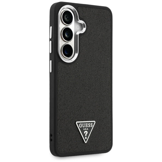 MagSafe Case for Samsung Galaxy S26 Plus S947, Guess, Fixed Glitter Triangle Logo, Black