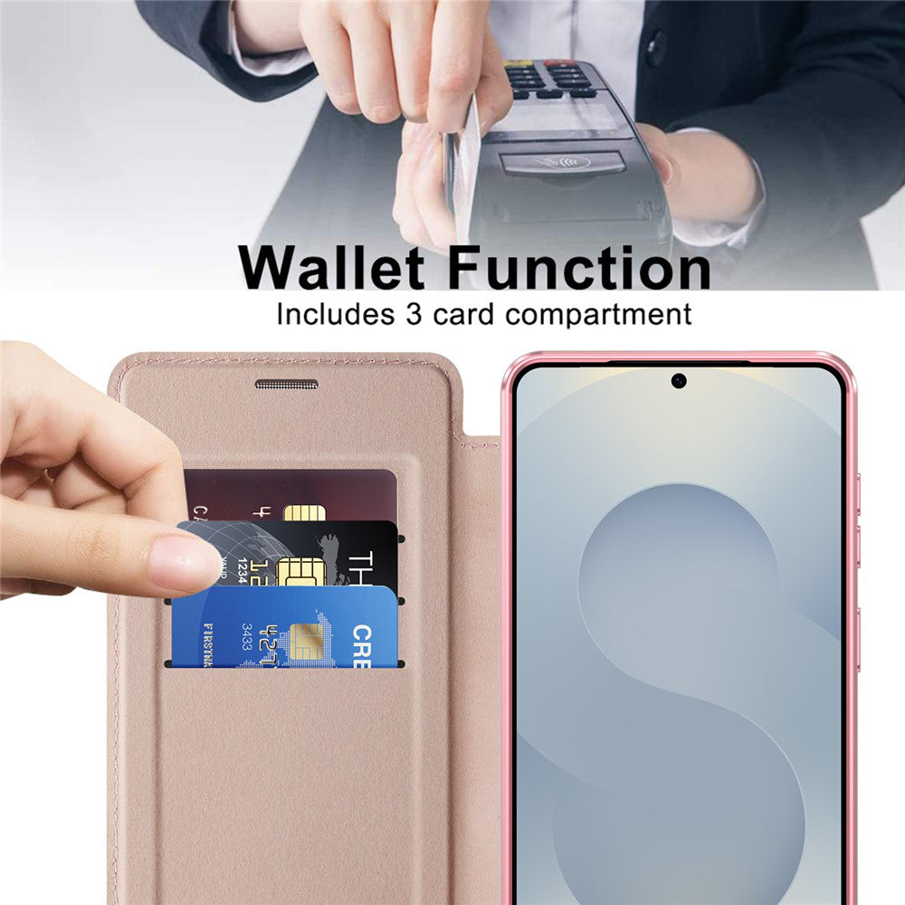 MagSafe Case for Samsung Galaxy S26 Plus, Techsuit, SmartMag Book, Pink