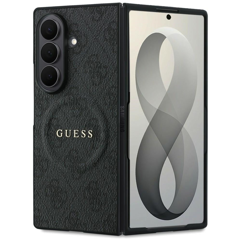 MagSafe Case for Samsung Galaxy Z Fold8 Ultra F976, Guess, 4G Leather Classic, Black