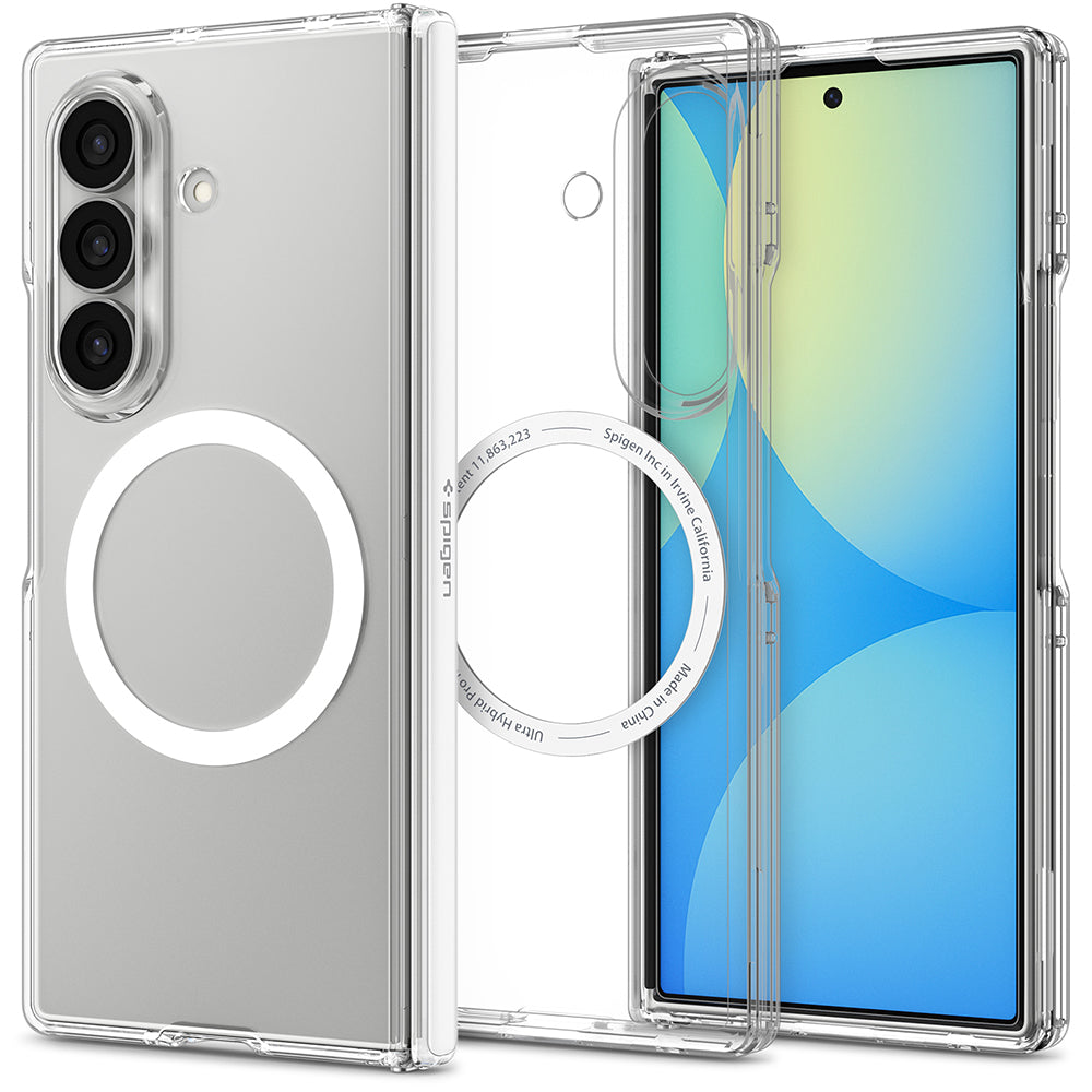 MagSafe Case for Samsung Galaxy Z Fold8 Ultra F976, Spigen, Ultra Hybrid Pro, Clear White ACS11506