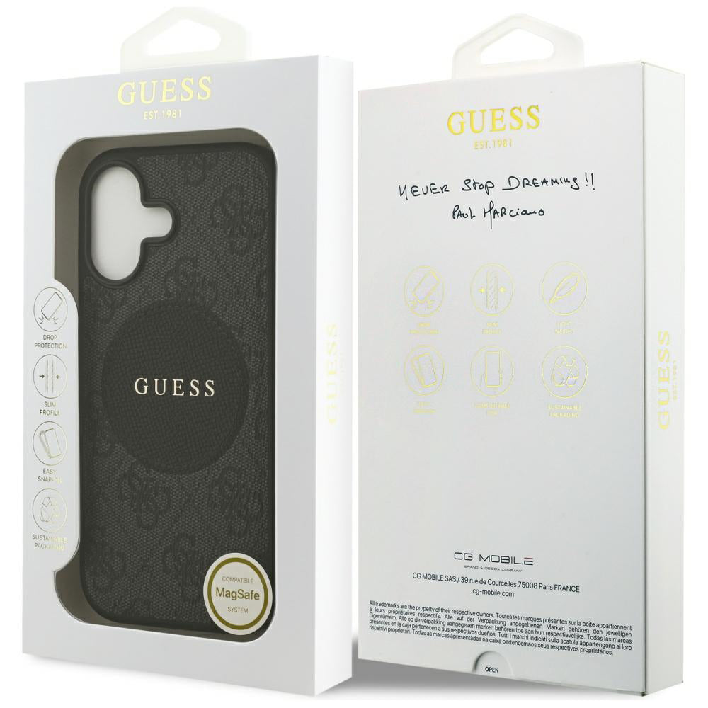 MagSafe Case for Apple iPhone 17, Guess, 4G Circle Classic Logo, Black