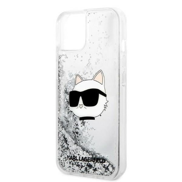 Case for Apple iPhone 14 Plus, Karl Lagerfeld, Glitter Choupette's Head, Silver