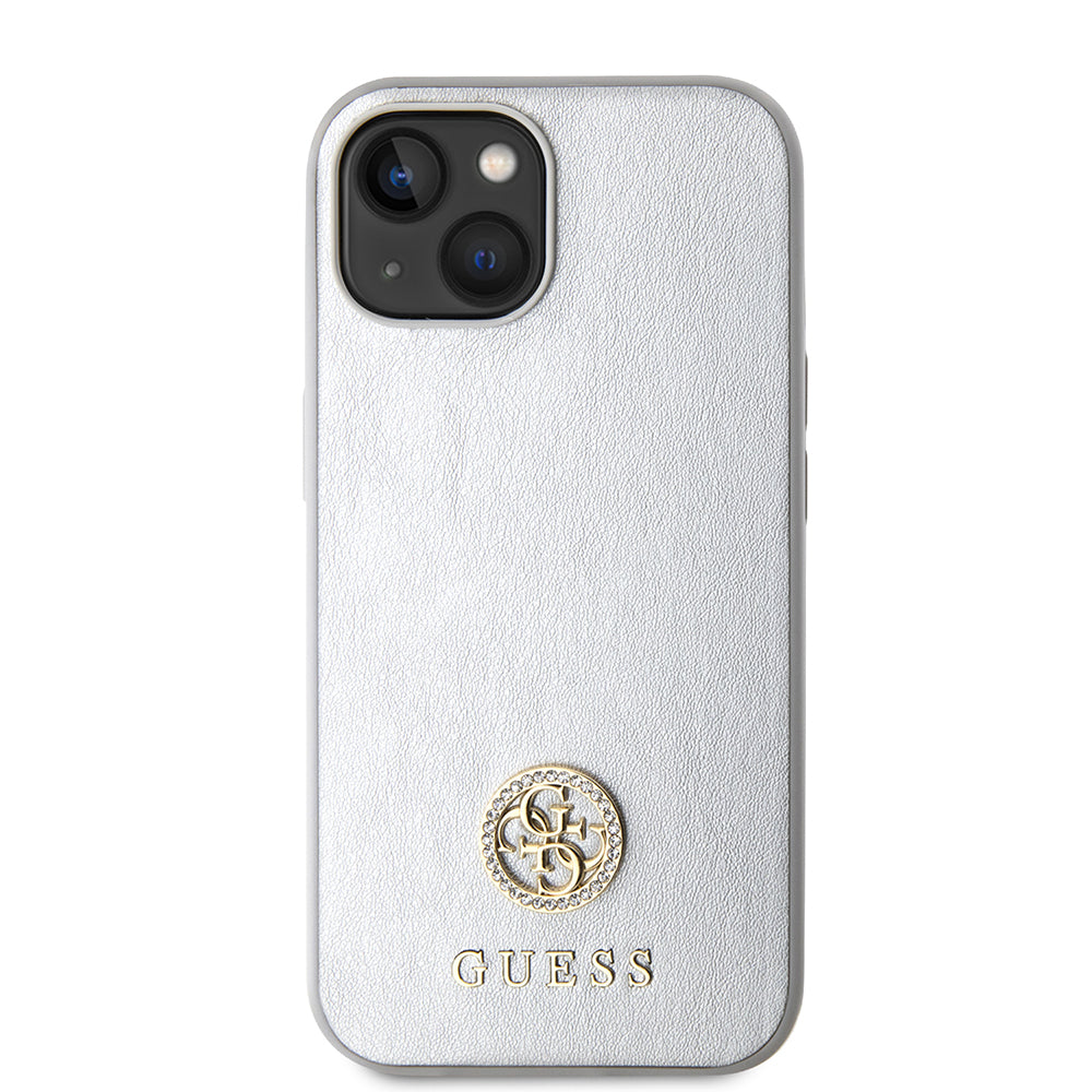 Case for Apple iPhone 15, Guess, Strass Metal Logo, Silver