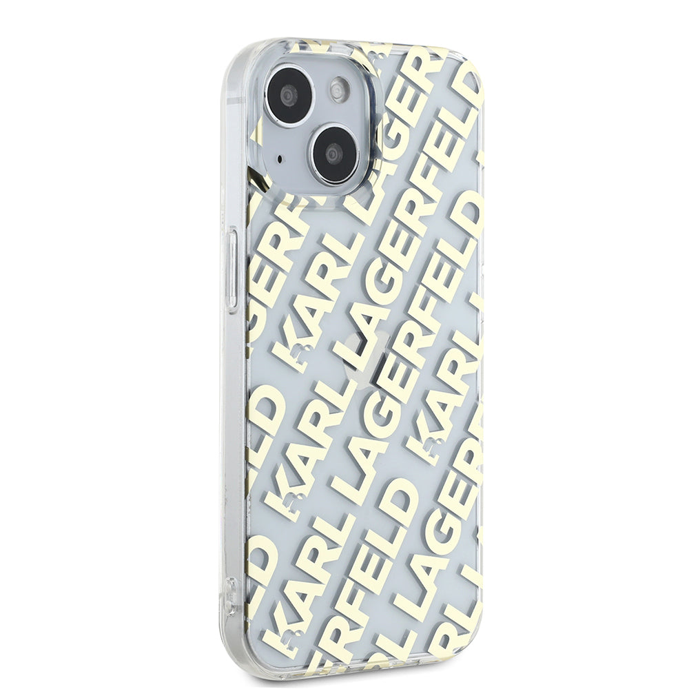 Case for Apple iPhone 15, Karl Lagerfeld, IML Luxury Gold Fullover Logo, Gold