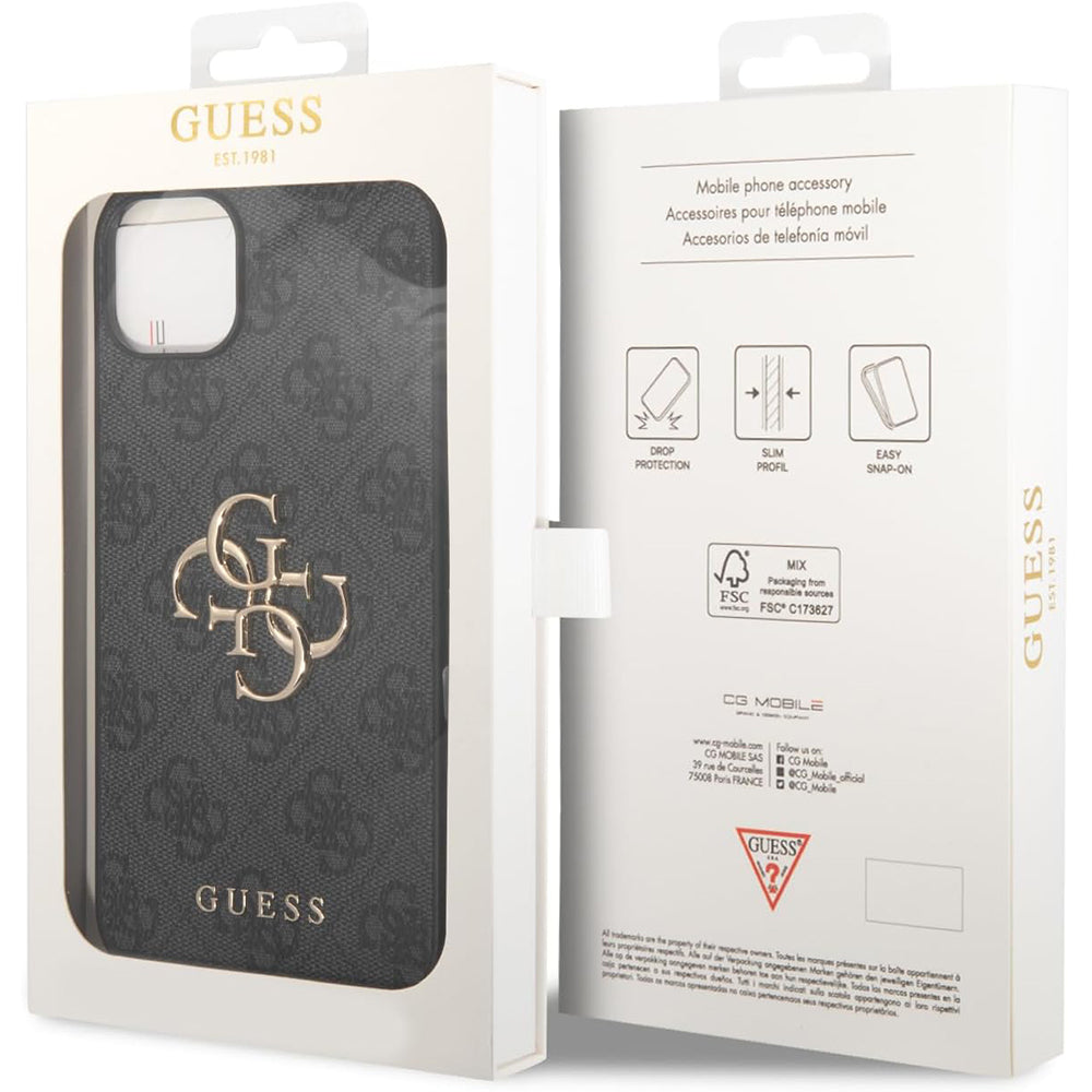 Case for Apple iPhone 15 Plus, Guess, 4G Big Logo, Grey