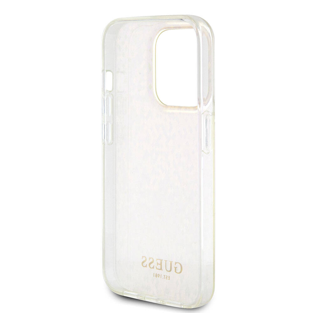 Case for Apple iPhone 15 Pro, Guess, IML Faceted Mirror Disco Iridescent, Pink