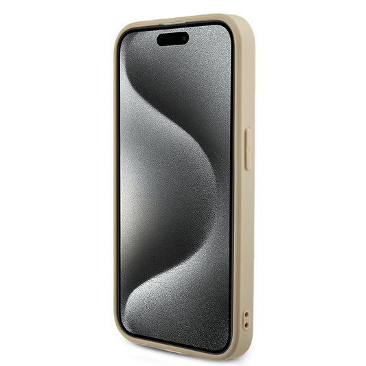 Case for Apple iPhone 15 Pro Max, Guess, Saffiano Iridescent Script, Gold