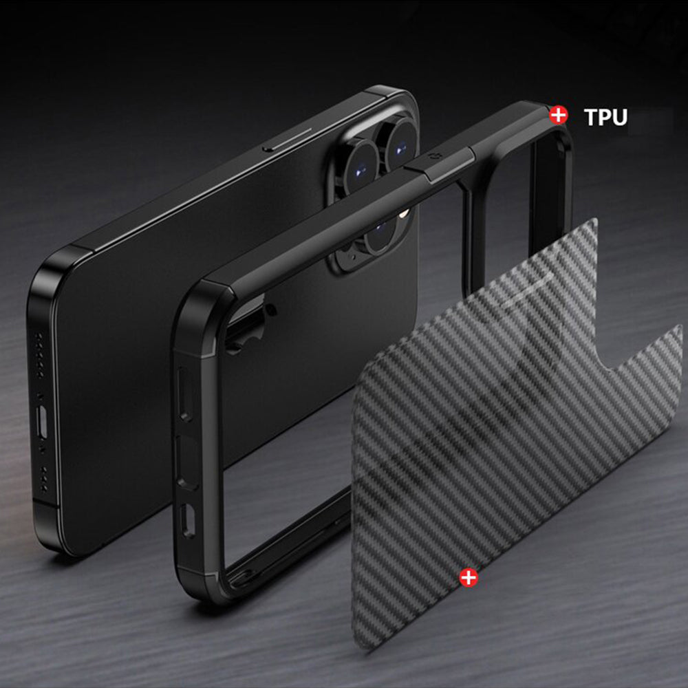 Case for Apple iPhone 15 Pro Max, Techsuit, CarbonFuse, Black