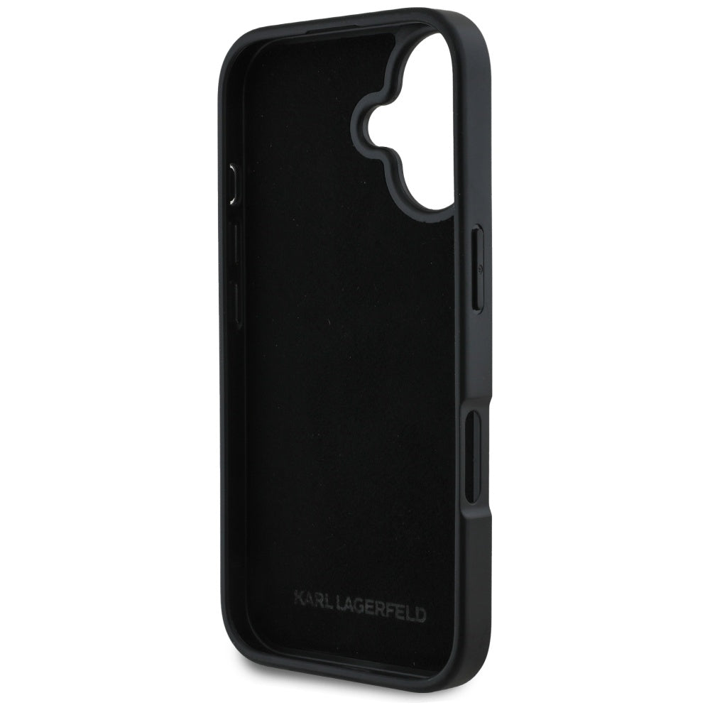 Case for Apple iPhone 16, Karl Lagerfeld, Metal Signature, Black