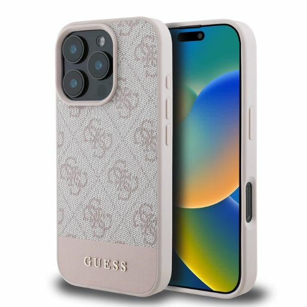 Case for Apple iPhone 16 Pro, Guess, 4G Bottom Stripe, Pink