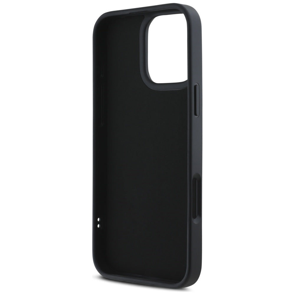 Case for Apple iPhone 16 Pro, Karl Lagerfeld, 3D Rubber Elongated Glitter Logo, Black