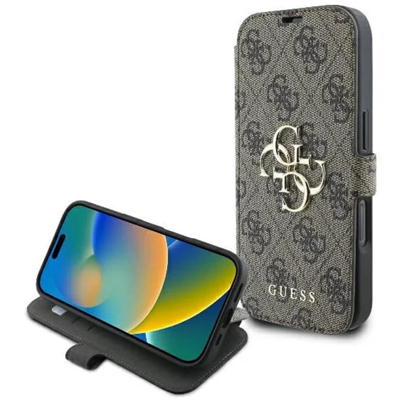Case for Apple iPhone 16 Pro Max, Guess, 4G Book, Brown