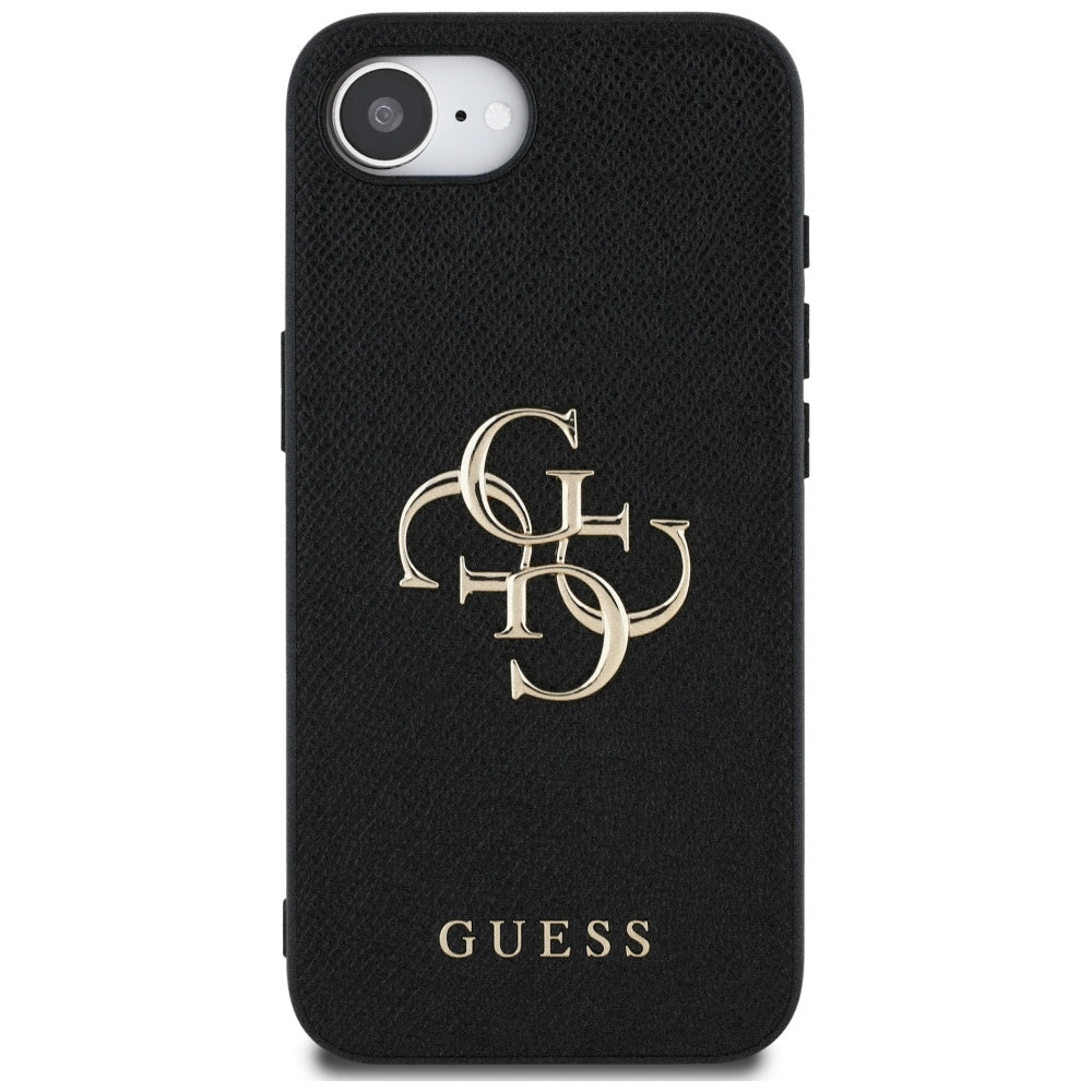 Case for Apple iPhone 17e / 16e, Guess, 4G Grained Big and Classic Logo, Black