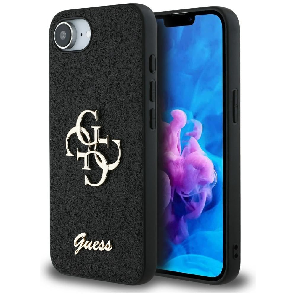 Case for Apple iPhone 17e / 16e, Guess, Fixed Glitter Big 4G, Black